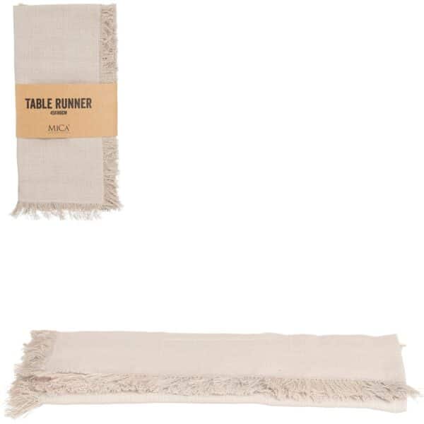 Mica Decorations Villia Tischläufer Beige 180 cm x 45 cm