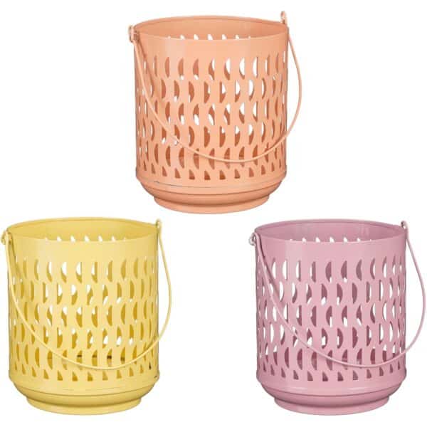 Mica Decorations Windlicht Hellrosa Violett Gelb Ø 15 cm Farbsortiert