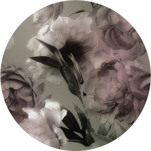 Sanders & Sanders Selbstklebende Runde Tapete Blumen Grau und Rosa Ø 140 cm 601144