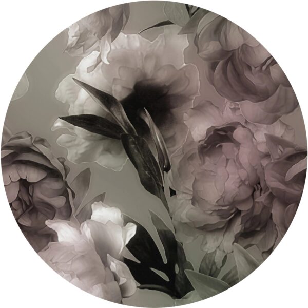 Sanders & Sanders Selbstklebende Runde Tapete Blumen Grau und Rosa Ø 140 cm 601144