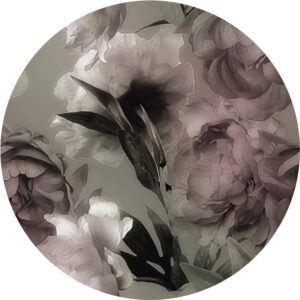 Sanders & Sanders Selbstklebende Runde Tapete Blumen Grau und Rosa Ø 70 cm 601107