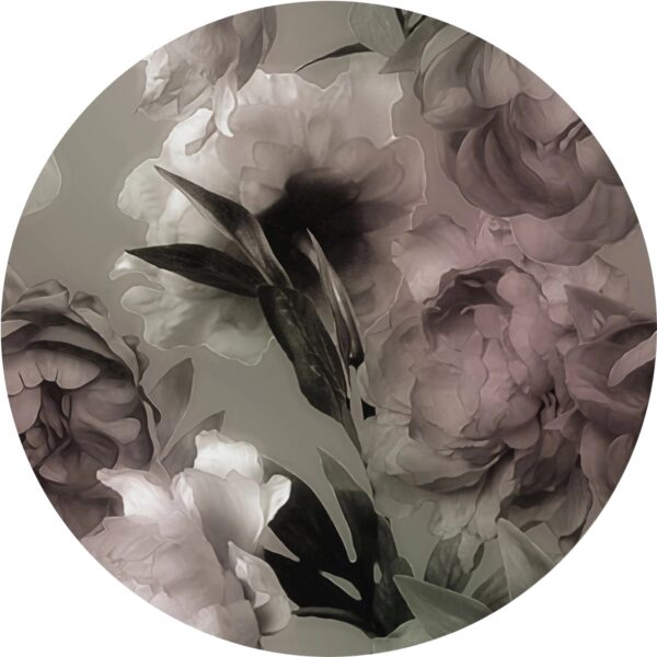 Sanders & Sanders Selbstklebende Runde Tapete Blumen Grau und Rosa Ø 70 cm 601107