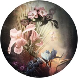 Sanders & Sanders Selbstklebende Runde Tapete Blumen Rosa Blau und Grün Ø 125 cm 611736