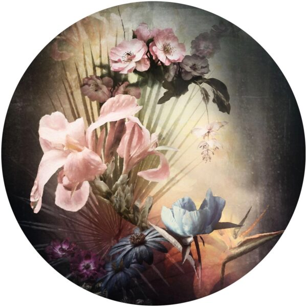 Sanders & Sanders Selbstklebende Runde Tapete Blumen Rosa Blau und Grün Ø 125 cm 611736