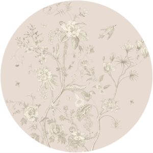 Sanders & Sanders Selbstklebende Runde Tapete Blumenmuster Beige Ø 140 cm 601280