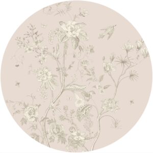Sanders & Sanders Selbstklebende Runde Tapete Blumenmuster Beige Ø 70 cm 601283