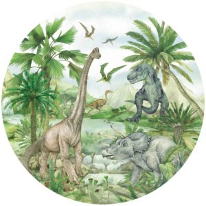Sanders & Sanders Selbstklebende Runde Tapete Dinosaurier Grün Ø 70 cm 601287