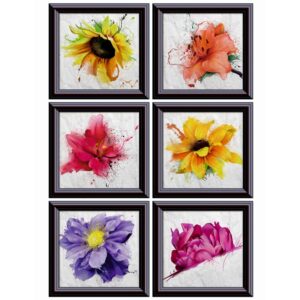Sanders & Sanders Wandtattoo Blumen Gelb Lila und Rosa 65 x 85 cm 600276