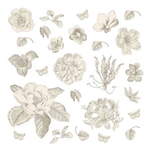 Sanders & Sanders Wandtattoo Blumen Grau 30 x 30 cm 601329
