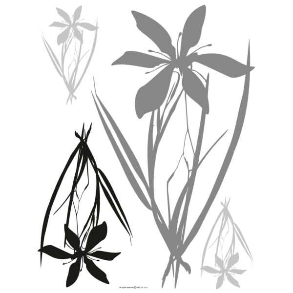 Sanders & Sanders Wandtattoo Blumen Grau und Schwarz 65 x 85 cm 600253