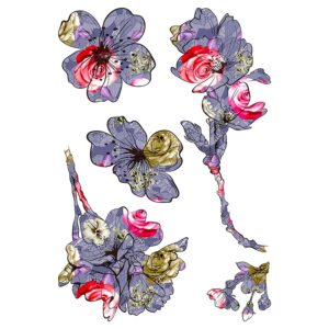 Sanders & Sanders Wandtattoo Blumen Lila Gelb und Rot 42