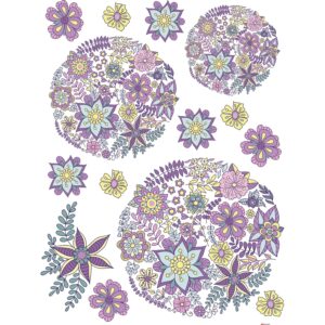 Sanders & Sanders Wandtattoo Blumen Lila Rosa und Gelb 65 x 85 cm 600274