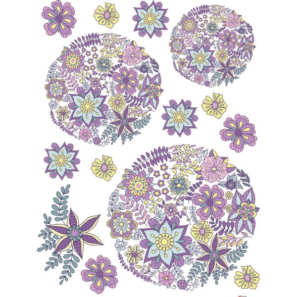 Sanders & Sanders Wandtattoo Blumen Lila Rosa und Gelb 65 x 85 cm 600274