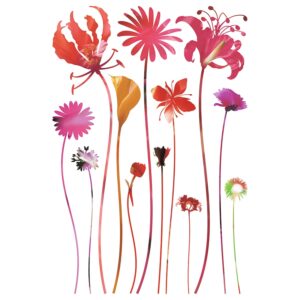 Sanders & Sanders Wandtattoo Blumen Rosa Violett und Grün 42