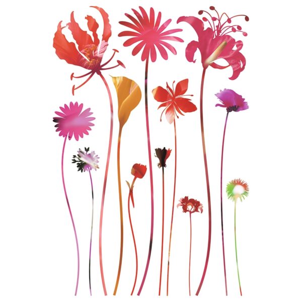 Sanders & Sanders Wandtattoo Blumen Rosa Violett und Grün 42