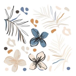 Sanders & Sanders Wandtattoo Blumenmuster Beige Blau und Orange 30 x 30 cm 601330