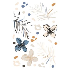 Sanders & Sanders Wandtattoo Blumenmuster Beige Blau und Orange 65 x 42.5 cm 601341