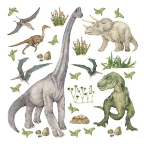 Sanders & Sanders Wandtattoo Dinosaurier Grün 30 x 30 cm 601333