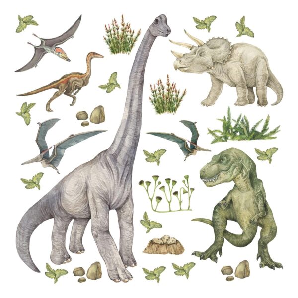 Sanders & Sanders Wandtattoo Dinosaurier Grün 30 x 30 cm 601333
