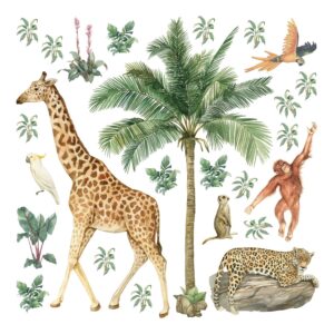 Sanders & Sanders Wandtattoo Dschungeltiere Dschungelgrün 30 x 30 cm 601332