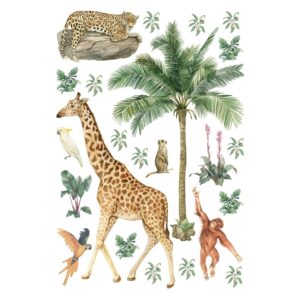 Sanders & Sanders Wandtattoo Dschungeltiere Dschungelgrün 65 x 42.5 cm 601343