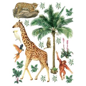 Sanders & Sanders Wandtattoo Dschungeltiere Dschungelgrün 85 x 65 cm 601354