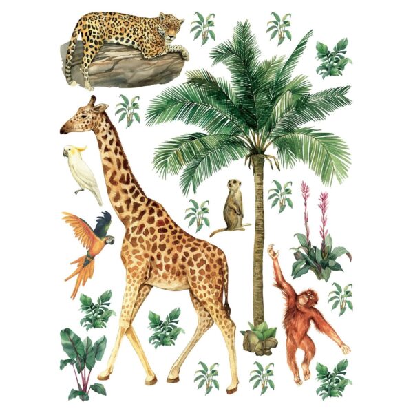 Sanders & Sanders Wandtattoo Dschungeltiere Dschungelgrün 85 x 65 cm 601354