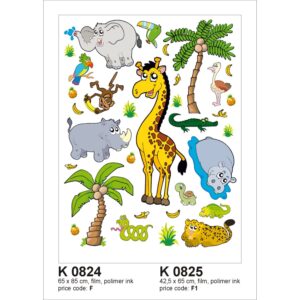 Sanders & Sanders Wandtattoo Dschungeltiere Gelb Grün und Grau 65 x 85 cm 600305