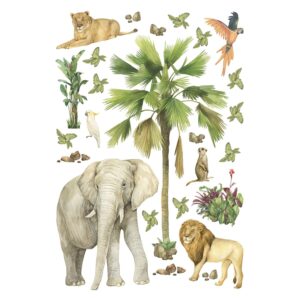 Sanders & Sanders Wandtattoo Dschungeltiere Grün 65 x 42.5 cm 601342