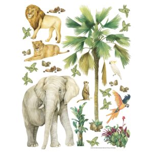 Sanders & Sanders Wandtattoo Dschungeltiere Grün 85 x 65 cm 601353