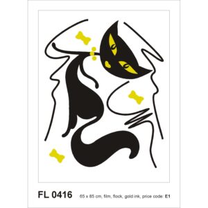 Sanders & Sanders Wandtattoo Katze Schwarz 65 x 85 cm 600287
