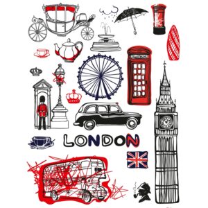 Sanders & Sanders Wandtattoo London Schwarz und Rot 65 x 85 cm 600270