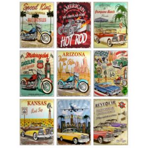 Sanders & Sanders Wandtattoo Oldtimer Rot Gelb und Hellblau 65 x 85 cm 600281
