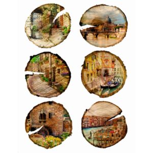 Sanders & Sanders Wandtattoo Stadtblick Beige Gelb und Grün 65 x 85 cm 600282