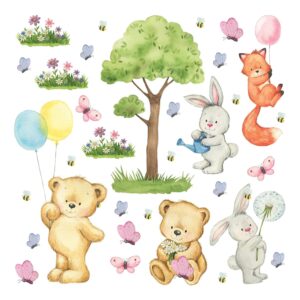 Sanders & Sanders Wandtattoo Wald Mit Waldtieren Multicolor 30 x 30 cm 601334