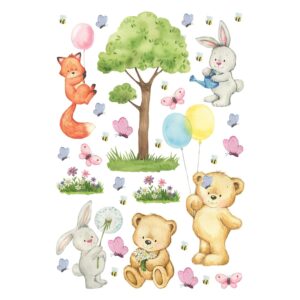 Sanders & Sanders Wandtattoo Wald Mit Waldtieren Multicolor 65 x 42.5 cm 601345