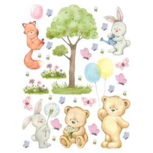 Sanders & Sanders Wandtattoo Wald Mit Waldtieren Multicolor 85 x 65 cm 601356