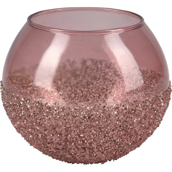 Teelichthalter Blush Bordeaux Glas 10 cm x Ø 11 cm Pink