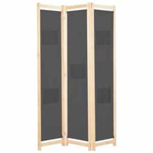 VidaXL 3-teiliger Raumteiler Grau 120 x 170 x 4 cm Stoff