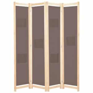 VidaXL 4-teiliger Raumteiler Braun 160 x 170 x 4 cm Stoff