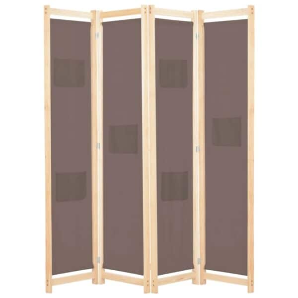 VidaXL 4-teiliger Raumteiler Braun 160 x 170 x 4 cm Stoff