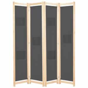 VidaXL 4-teiliger Raumteiler Grau 160 x 170 x 4 cm Stoff
