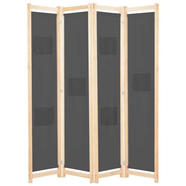 VidaXL 4-teiliger Raumteiler Grau 160 x 170 x 4 cm Stoff