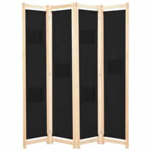 VidaXL 4-teiliger Raumteiler Schwarz 160 x 170 x 4 cm Stoff