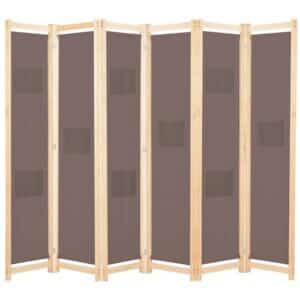 VidaXL 6-teiliger Raumteiler Braun 240 x 170 x 4 cm Stoff