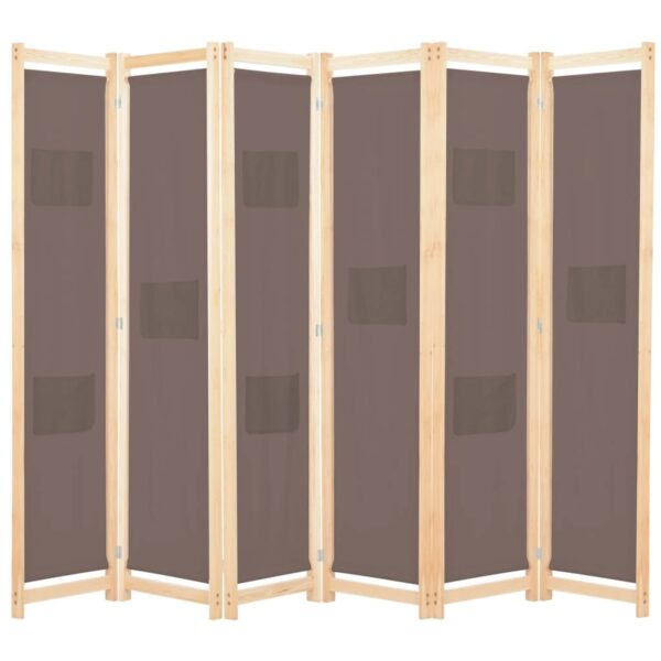 VidaXL 6-teiliger Raumteiler Braun 240 x 170 x 4 cm Stoff