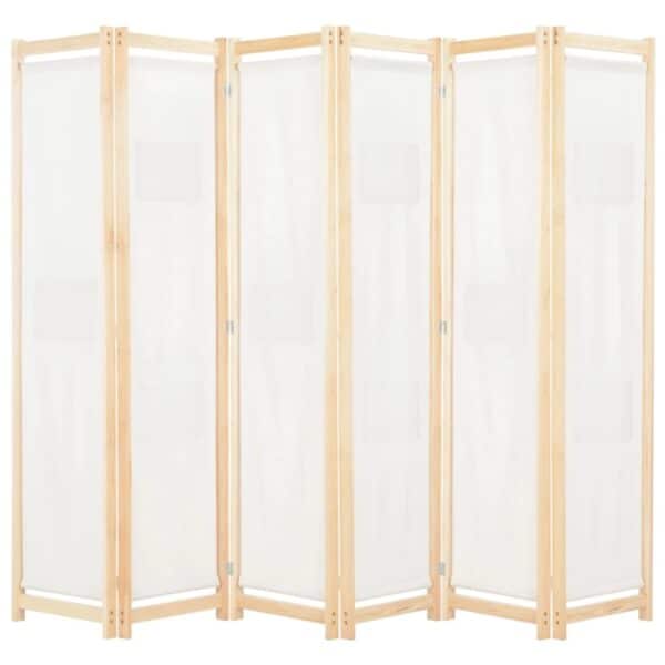 VidaXL 6-teiliger Raumteiler Cremeweiß 240 x 170 x 4 cm Stoff