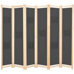 VidaXL 6-teiliger Raumteiler Grau 240 x 170 x 4 cm Stoff