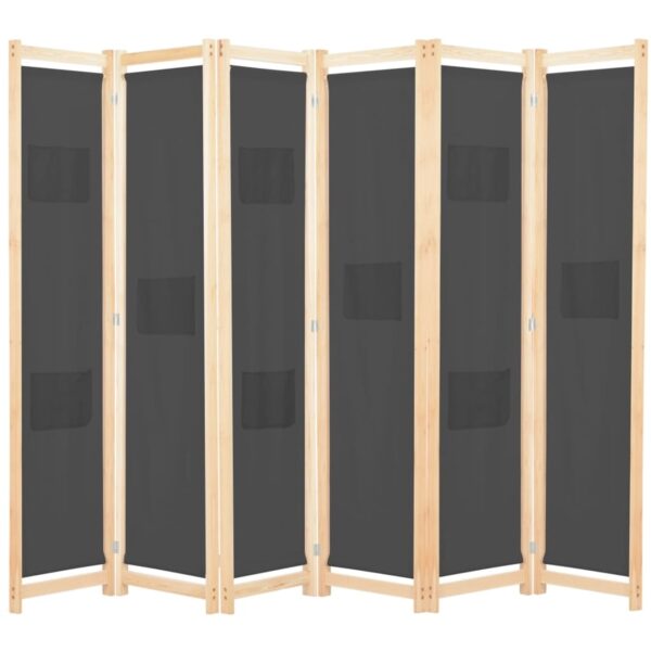 VidaXL 6-teiliger Raumteiler Grau 240 x 170 x 4 cm Stoff