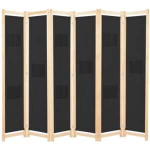 VidaXL 6-teiliger Raumteiler Schwarz 240 x 170 x 4 cm Stoff